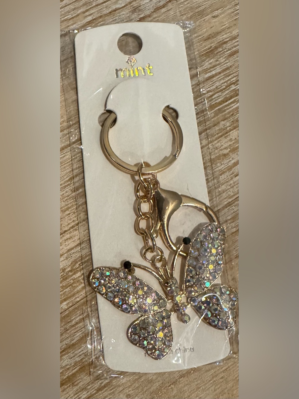 Butterfly Gold-Tone Keychain or Bag Charm